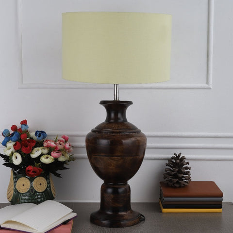 BTR CRAFTS Spotted Wooden Big Matki Table Lamp  (Bulb not Included)