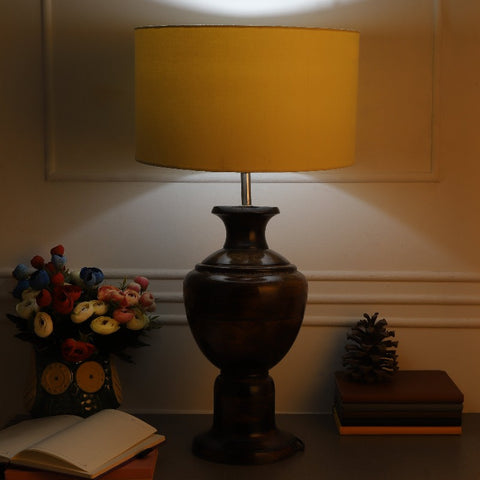 BTR CRAFTS Spotted Wooden Big Matki Table Lamp  (Bulb not Included)