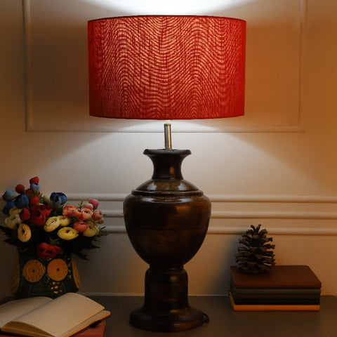 BTR CRAFTS Spotted Wooden Big Matki Table Lamp  (Bulb not Included)