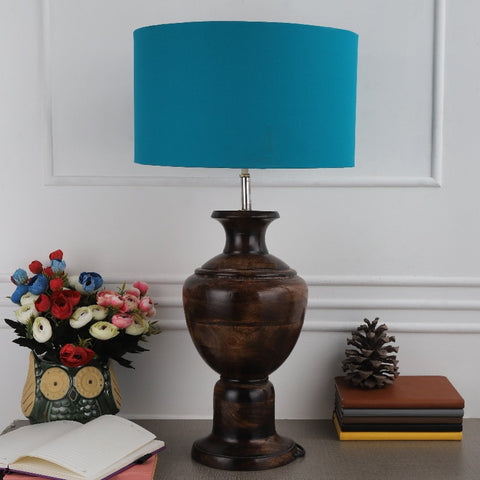 BTR CRAFTS Spotted Wooden Big Matki Table Lamp  (Bulb not Included)