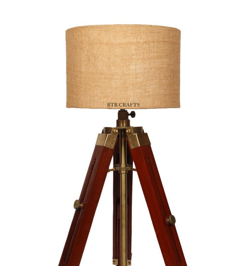 BTR CRAFTS® Teak Wood Tripod Table Lamp, Modern Design Standing Lamp