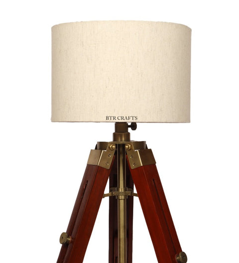 BTR CRAFTS® Teak Wood Tripod Table Lamp, Modern Design Standing Lamp