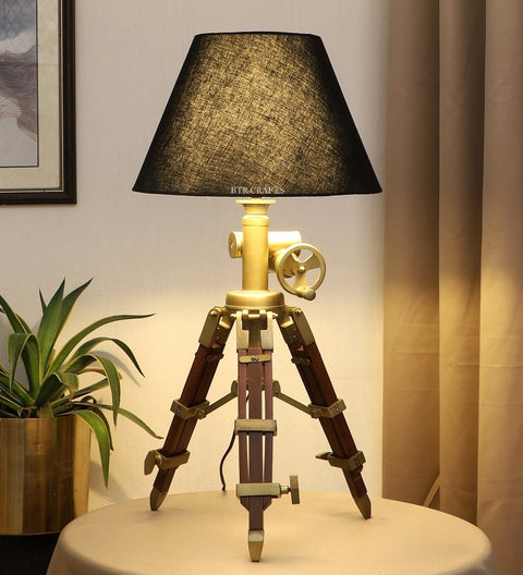 BTR CRAFTS Vintage Tripod Table Lamp, Adjustable Stand, Rustic Vintage
