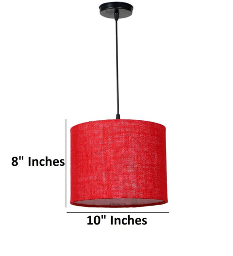 Hanging/ Pendant Drum Shade, 10 inches Dia / Red Jute