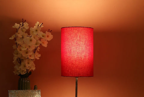 BTR CRAFTS Red Cylinder Lamp Shade, Cotton Fabric, (6" Inches)