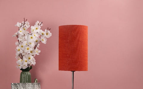 BTR CRAFTS Red Texture Cylinder Lamp Shade, Cotton Fabric, (6" Inches)