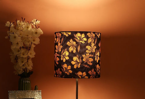 BTR CRAFTS Golden Flower Drum Lamp Shade, Cotton Fabric,