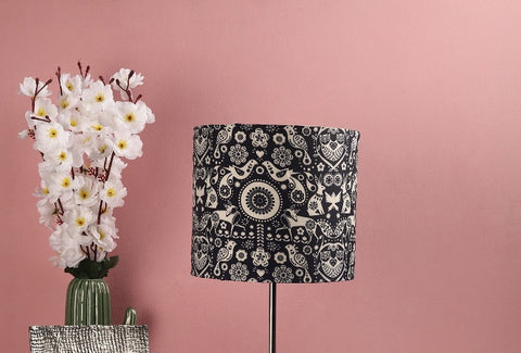 BTR CRAFTS Nandi Floral Drum Lamp Shade, Cotton Fabric,