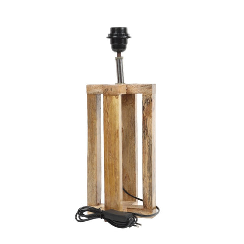 BTR CRAFTS Natural Wooden Cross Table Lamp with Flex Creamy Fabric Shade