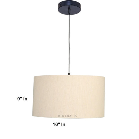 Hanging/ Pendant Drum Shade, 16 inches Dia / Black Canopy