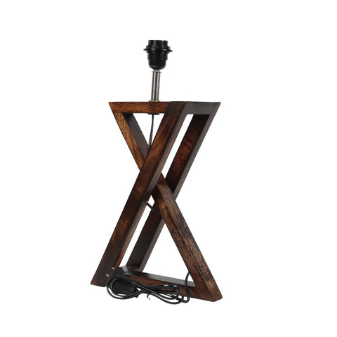 BTR CRAFTS Natural Wooden Cross Table Lamp with Fabric Shade