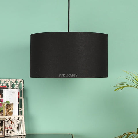 Hanging/ Pendant Drum Shade, 18 inches Dia / Black Canopy