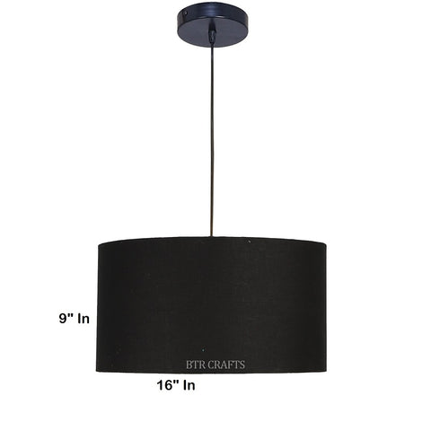 Hanging/ Pendant Drum Shade, 16 inches Dia / Black Canopy