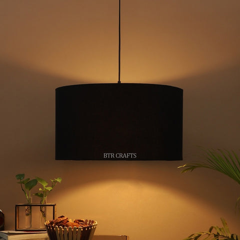 Hanging/ Pendant Drum Shade, 16 inches Dia / Black Canopy