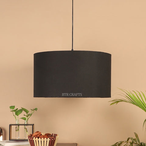 Hanging/ Pendant Drum Shade, 16 inches Dia / Black Canopy