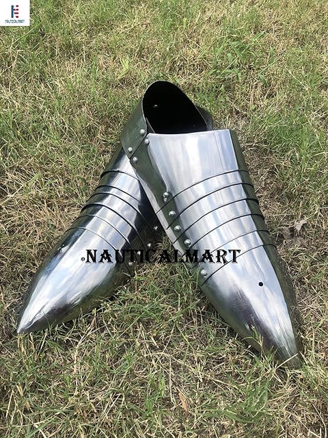 Medieval Steel Armor Shoes Sabaton with Open Heel
