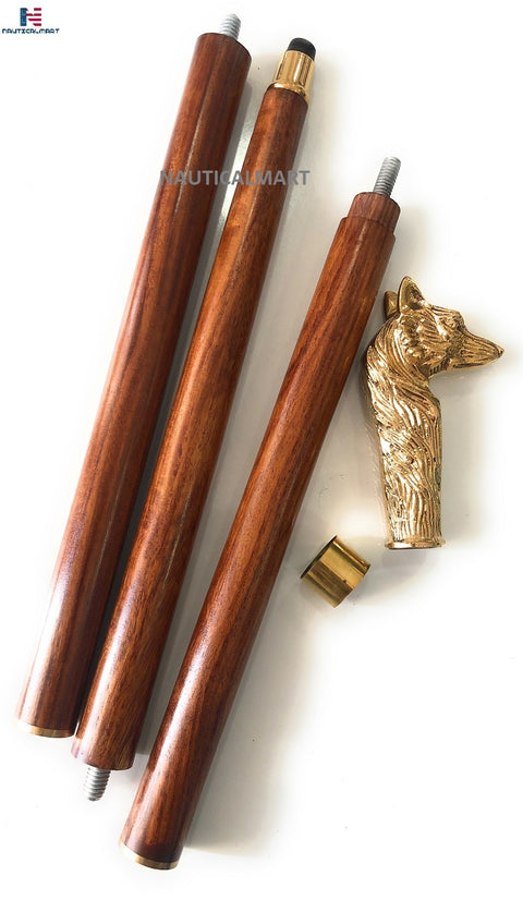Brass Nautical Walking Stick Fox Head Style Wood Cane Classic Style Wooden Cane Gift