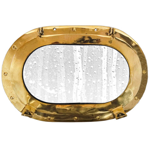 BRASS PORTHOLE OVAL W/ GLASS 15"