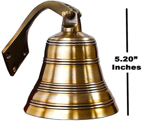 BRONZE FINISH ALUMINUM RIBBED SHIP BELL WITH ROPE, 5.75"