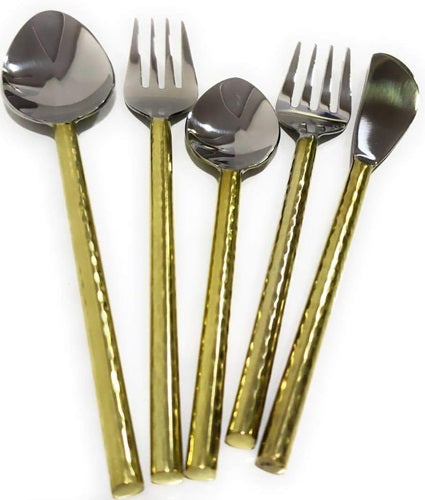Cutlery Set Twisted Brass and Silver Dinning Hall