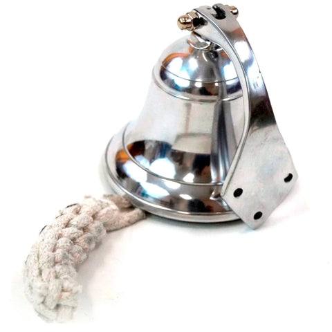 CHROME FINISH ALUMINUM SHIP BELL WITH ROPE, 3.5"