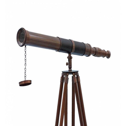 Admirals Antique with Leather Floor Standing Telescope 60"