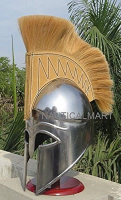 Warrior Greek Corinthian Helmet with Golden Cream Plume