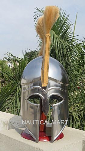 Warrior Greek Corinthian Helmet with Golden Cream Plume