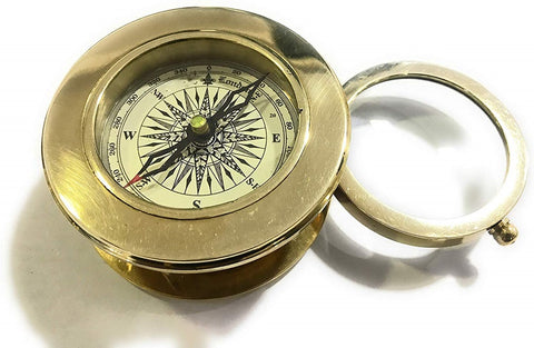 Magnifying Glass Brass Compass