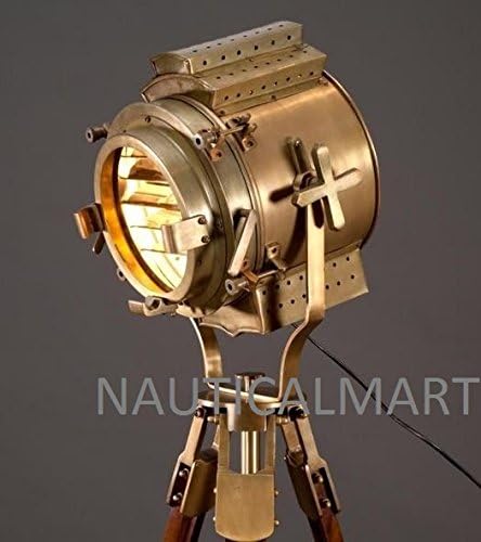 Brass Finish Tripod Antique Floor Searchlight