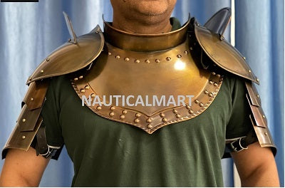 Medieval LARP Armor Gorget Set with Pauldrons Shoulder Guard