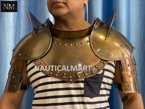 Medieval LARP Armor Gorget Set with Pauldrons Shoulder Guard