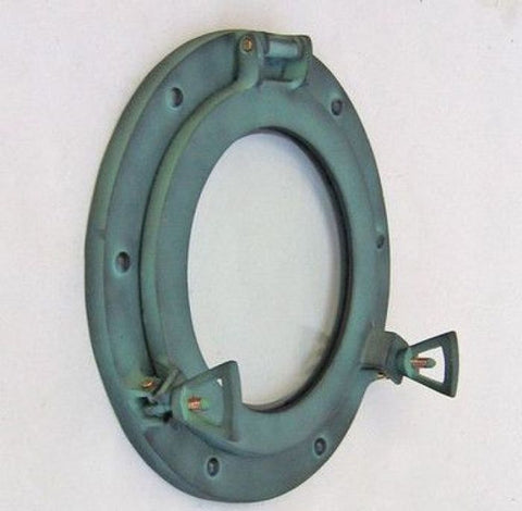 PORTHOLE GLASS ALUMINUM RUST, 9"