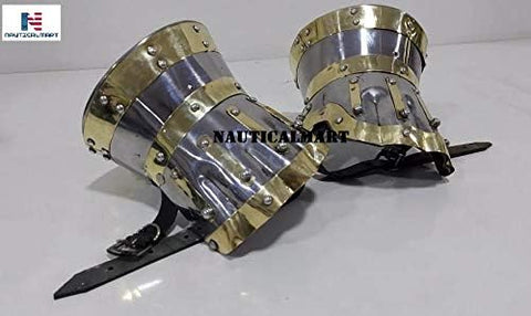 Armor Gauntlets Steel w Brass Accents Armor Pair