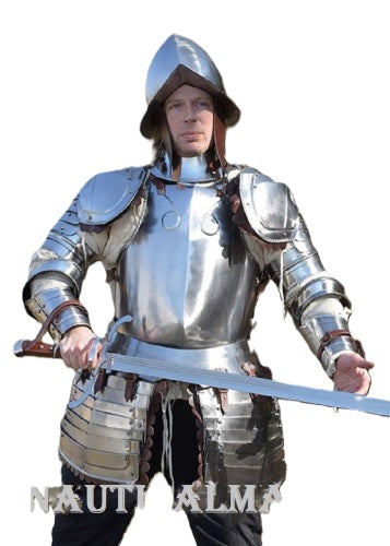 Plate Armour Half Suit of Armor with Morion Helmet