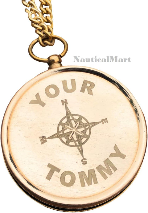 Nautical Brass Locket Compass with Chain