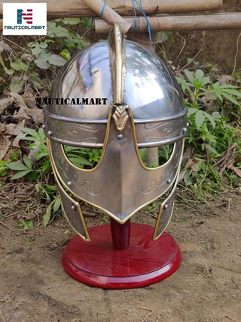 Viking Wolf - Halloween Knight Helmet with Brass Accents