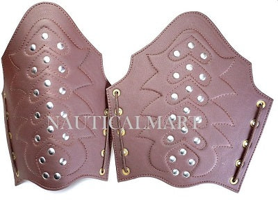 Medieval Leather Arm Bracers Studded Iron Washer Arm Guards Costume