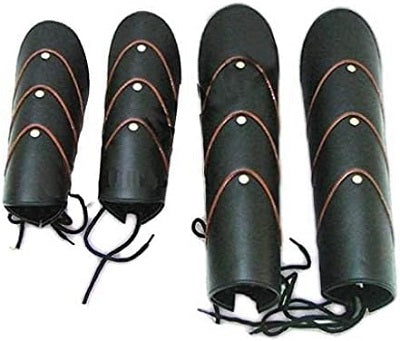 Medieval Leather Arm Guard Leg Guard Bracers Greaves Set