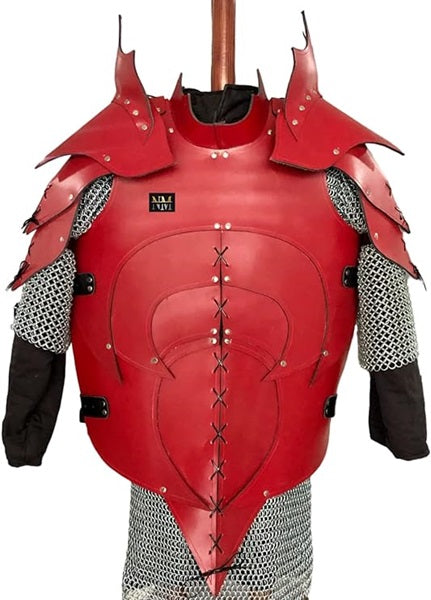 Leather Body Armour With Shoulder Red