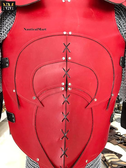 Leather Body Armour With Shoulder Red