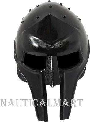 Metal Gladiator Armor Arena Helmet - Black