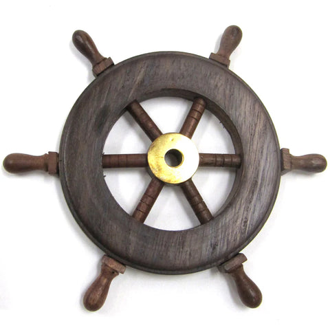 WOODEN MINI SHIP WHEEL 6"