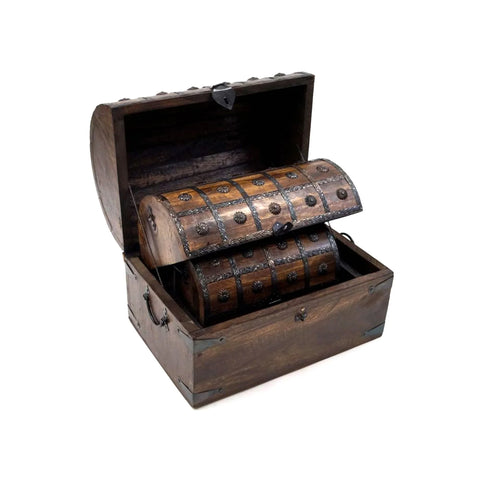 NESTING WOODEN PIRATE CHESTS, SET OF 3