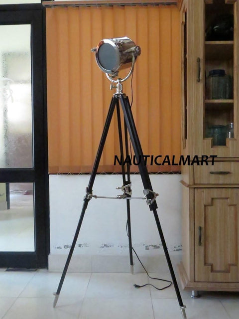 Nautica Searchlight Floor Lamp with Tripod Black Stand