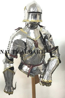 Medieval Reenactment Suit of Armor Breastplate with Helmet