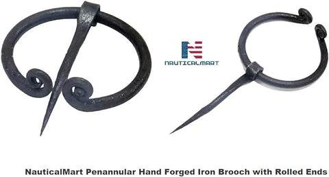 Iron Brooch with Rolled Ends Penannular Twisted Brooch Cloak Pin with Medival Design