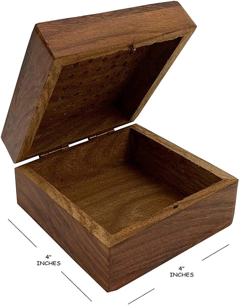 WOODEN PERFORATED BOX, BRASS INLAID