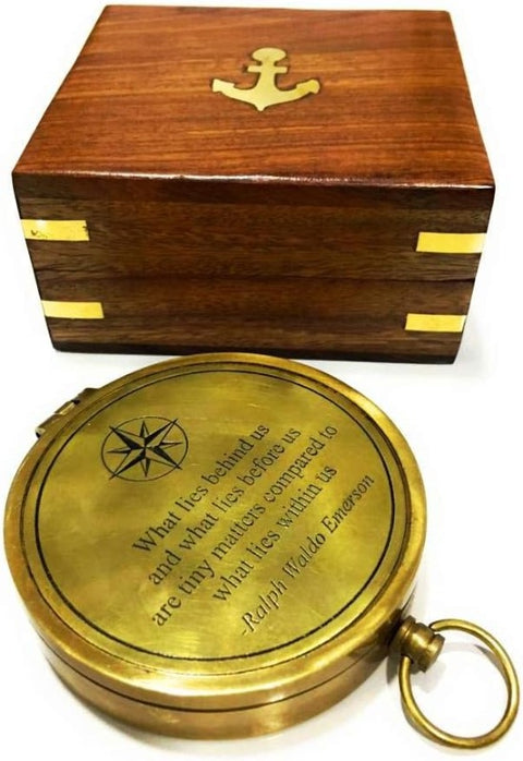 Brass Compass with Rosewood Case