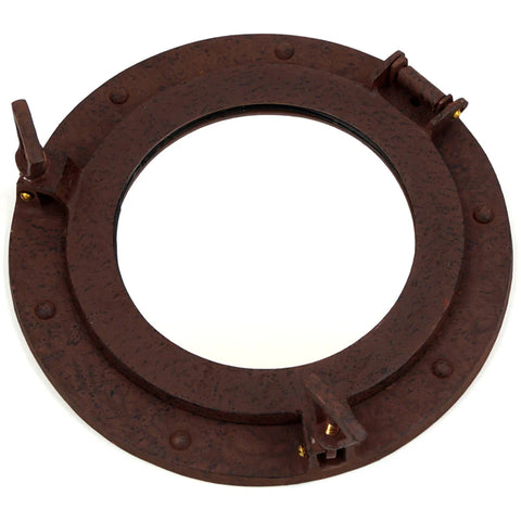 PORTHOLE GLASS ALUMINUM RUST, 9"